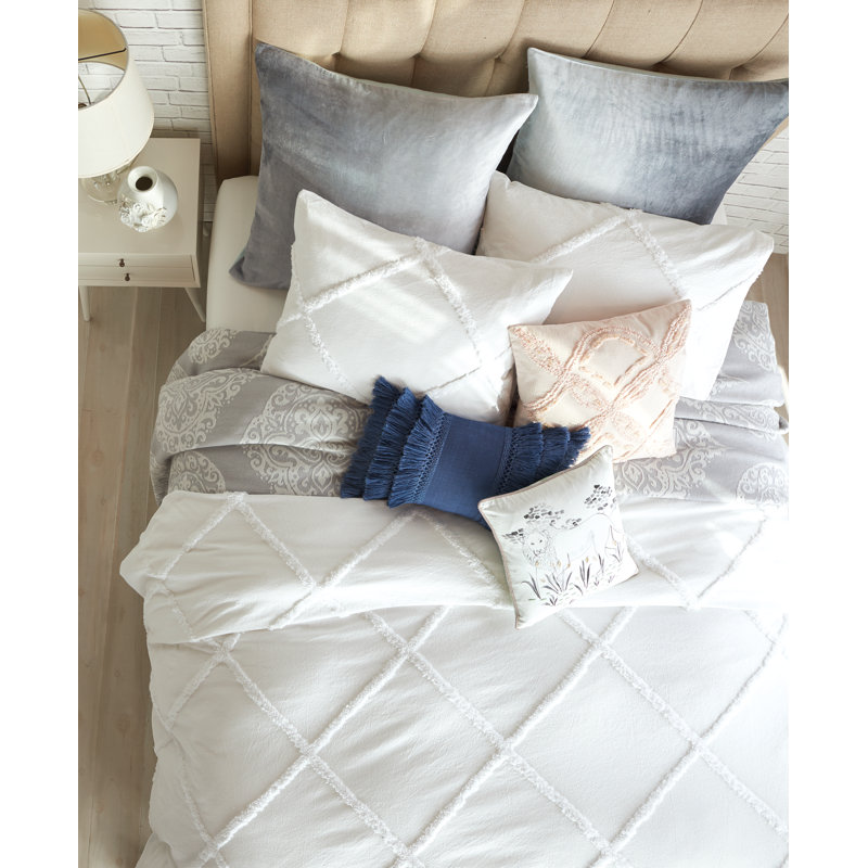 Joss & Main Ackerman Chenille Lattice Single Duvet Cover & Reviews